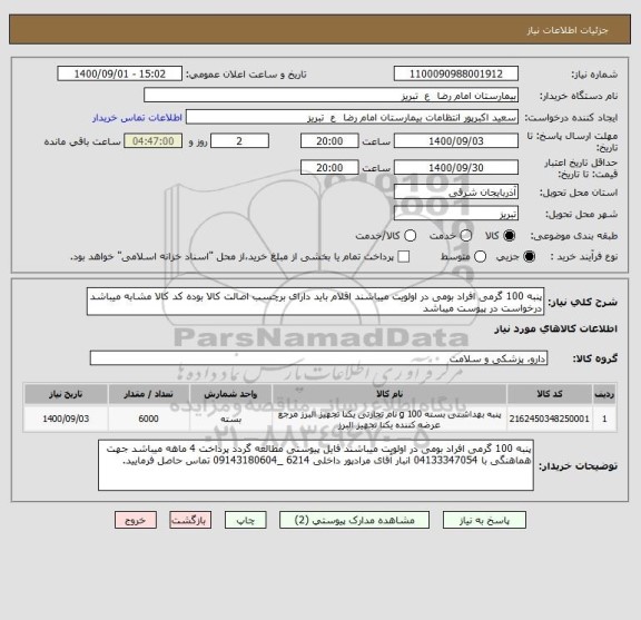 استعلام پنبه 100 گرمی افراد بومی در اولویت میباشند اقلام باید دارای برچسب اصالت کالا بوده کد کالا مشابه میباشد درخواست در پیوست میباشد