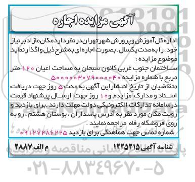 مزایده، مزایده اجاره مکان مازاد