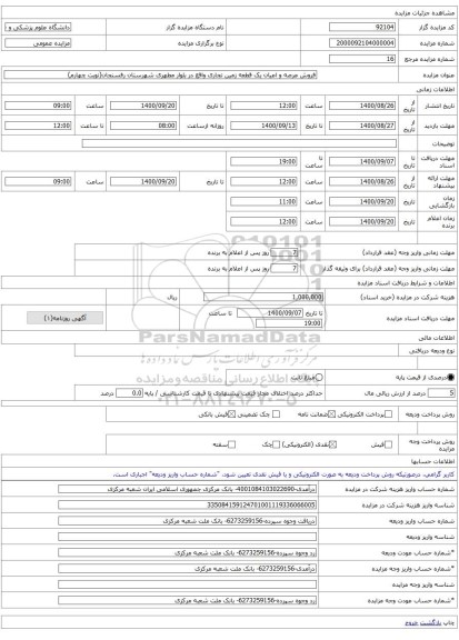 فروش عرصه و اعیان یک قطعه زمین تجاری واقع در بلوار مطهری شهرستان رفسنجان(نوبت چهارم)