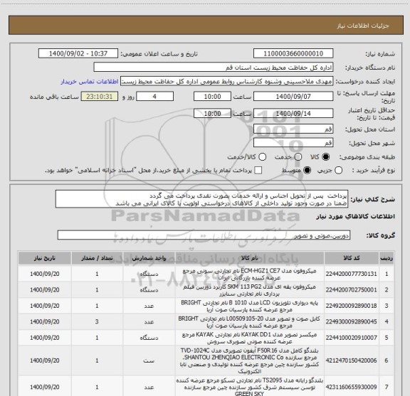 استعلام پرداخت  پس از تحویل اجناس و ارائه خدمات بصورت نقدی پرداخت می گردد
ضمنا در صورت وجود تولید داخلی از کالاهای درخواستی اولویت با کالای ایرانی می باشد