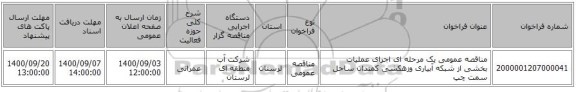 مناقصه عمومی یک مرحله ای اجرای عملیات بخشی از شبکه آبیاری وزهکشی کمندان ساحل سمت چپ