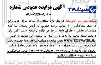 مزایده،مزایده فروش تعدادی از املاک مازاد