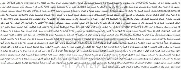 آگهی مزایده پنج سهم از نه سهم مشاع از 14 سهم ششدانگ عرصه و اعیان 