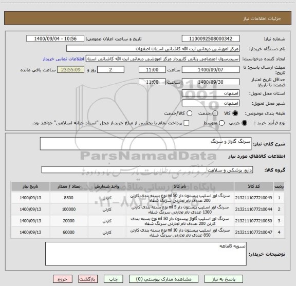 استعلام سرنگ گاواژ و سرنگ