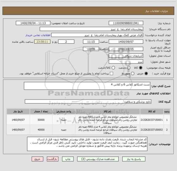 استعلام تست اندیکاتور کلاس 6 و کلاس 4 