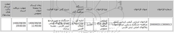 فراخوان ارزیابی کیفی ارزیابی کیفی مناقصه حدنگاری و زمین مرجع نمودن پلاکهای اصلی ثبتی فارس