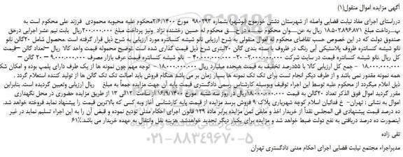 مزایده،مزایده فروش 20گالن نانو نانو شیشه کنسانتره ظروف پلاستیکی آبی رنگ در ظروف با بسته بندی گالن 20لیتری