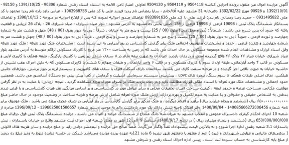 مزایده ملک به مساحت ۱۲۰۰ متر مربع با کاربری مسکونی