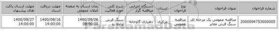مناقصه عمومی یک مرحله ای سنگ فرش معابر