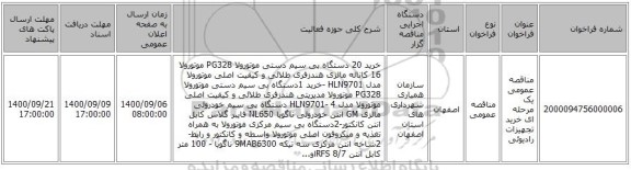 مناقصه عمومی یک مرحله ای خرید تجهیزات رادیوئی