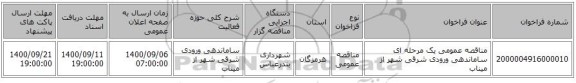 مناقصه عمومی یک مرحله ای ساماندهی ورودی شرقی شهر از میناب