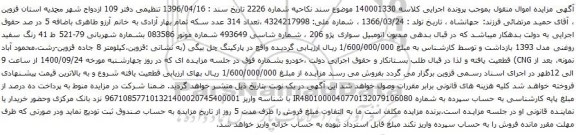 مزایده اتومبیل سواری پژو 206