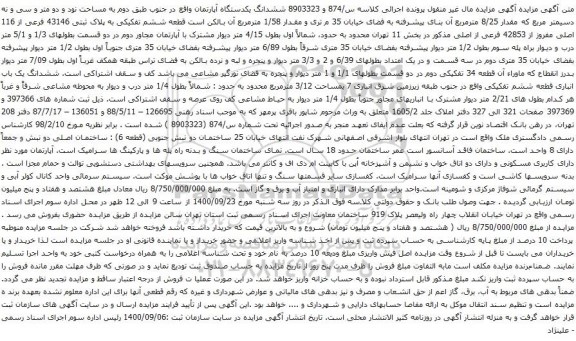 مزایده پلاک ثبتی 43146 فرعی از 116 اصلی