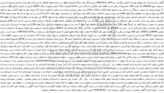 مزایده پلاک ثبتی 43141 فرعی از 116 اصلی