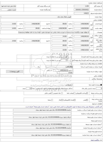 فروش املاک مازاد بانک