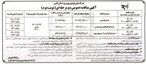 مناقصه، مناقصه خرید پایه بتنی ...- نوبت دوم 