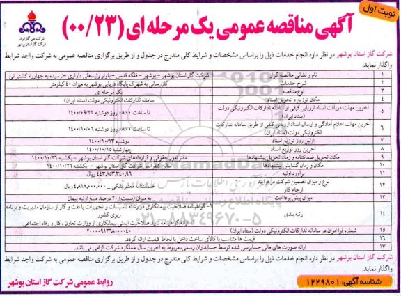 مناقصه گازرسانی به شهرک پایگاه دریایی ...
