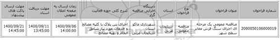 مناقصه عمومی یک مرحله ای اجرای سنگ فرش معابر سطح شهر