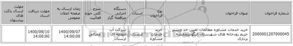 خرید خدمات مشاوره مطالعات تعیین حد وبستر حریم رودخانه های شهرستان الیگودرزونقشه برداری