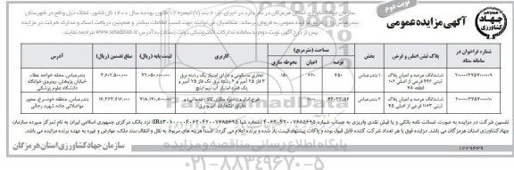 مزایده،مزایده فروش ششدانگ عرصه و اعیان پلاک ثبتی نوبت دوم 
