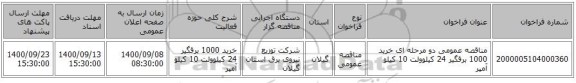 مناقصه عمومی دو مرحله ای خرید 1000 برقگیر 24 کیلوولت 10 کیلو آمپر 