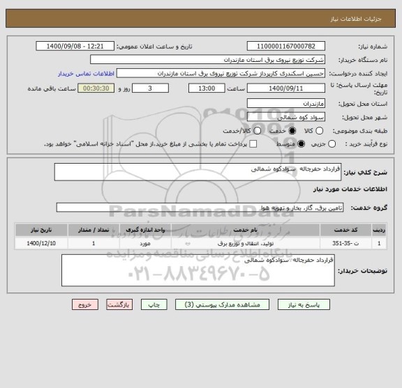 استعلام قرارداد حفرچاله  سوادکوه شمالی