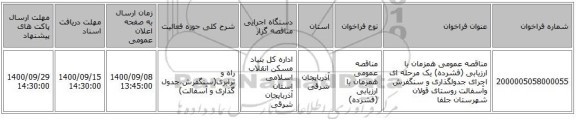 مناقصه عمومی همزمان با ارزیابی (فشرده) یک مرحله ای اجرای جدولگذاری و سنگفرش وآسفالت  روستای قولان شهرستان جلفا