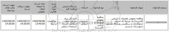 مناقصه عمومی همزمان با ارزیابی (فشرده) یک مرحله ای اجرای جدولگذاری و سنگفرش روستای مشنق شهرستان شبستر