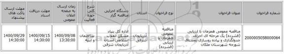 مناقصه عمومی همزمان با ارزیابی (فشرده) یک مرحله ای اجرای جدولگذاری  و پیاده روسازی روستای شورجه  شهرستان ملکان