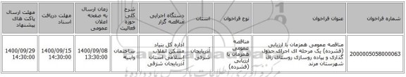 مناقصه عمومی همزمان با ارزیابی (فشرده) یک مرحله ای اجرای جدول گذاری  و پیاده روسازی روستای زال شهرستان مرند