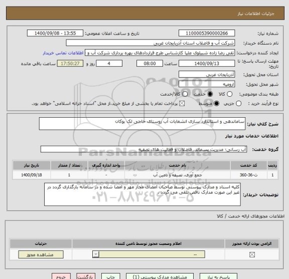 استعلام ساماندهی و استاندارد سازی انشعابات آب روستای حاجی لک بوکان
