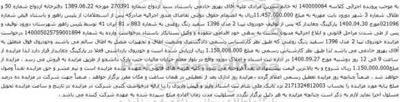 آگهی مزایده خودروی تیبا 2 مدل 1396