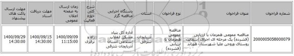مناقصه عمومی همزمان با ارزیابی (فشرده) یک مرحله ای اجرای آسفالت  روستای وروجن علیا شهرستان هوراند