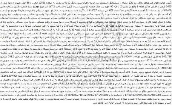 مزایده شش دانگ یک واحد تجاری