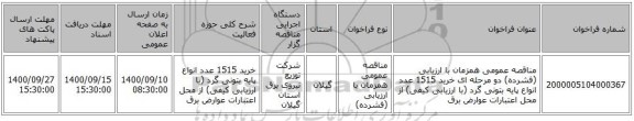 مناقصه عمومی همزمان با ارزیابی (فشرده) دو مرحله ای خرید 1515 عدد انواع پایه بتونی گرد (با ارزیابی کیفی) از محل اعتبارات عوارض برق