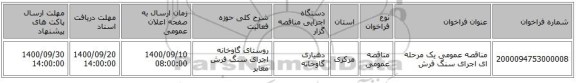 مناقصه عمومی یک مرحله ای اجرای سنگ فرش