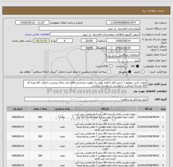 استعلام جوراب آنتی ترومبوز ( شش قلم ) افراد بومی در اولویت میباشند اقلام باید دارای برچسب اصالت کالا بوده کد کالا مشابه میباشد درخواست در پیوست میباشد