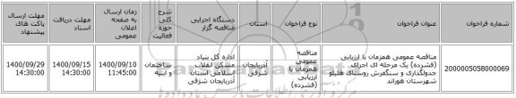 مناقصه عمومی همزمان با ارزیابی (فشرده) یک مرحله ای اجرای جدولگذاری  و سنگفرش روستای هلیلو شهرستان هوراند