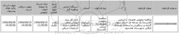 مناقصه عمومی همزمان با ارزیابی (فشرده) یک مرحله ای اجرای جدول گذاری  و سنگفرش و آسفالت روستای تارقلی شهرستان هشترود