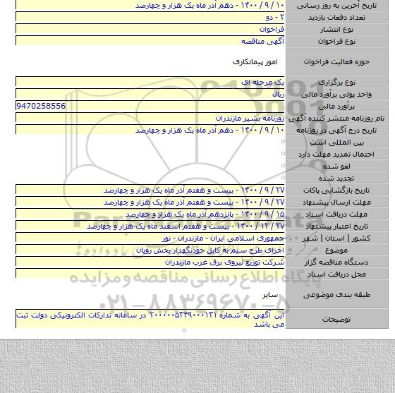 اجرای طرح سیم به کابل خودنگهدار بخش رویان