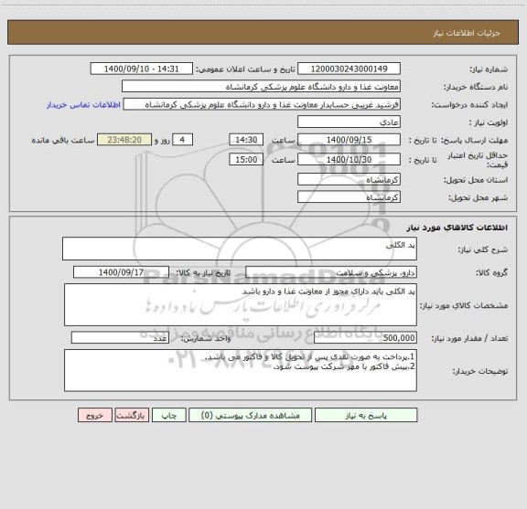 استعلام پد الکلی