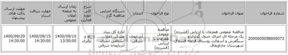 مناقصه عمومی همزمان با ارزیابی (فشرده) یک مرحله ای اجرای جدول گذاری و سنگفرش و آسفالت روستای قزلجه قشلاق شهرستان چاراویماق
