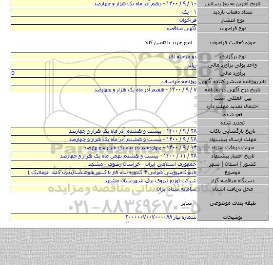 تابلو کامپوزیتی هوایی ۴ کنتوره سه فاز با کنتور هوشمند(بدون کلید اتوماتیک )