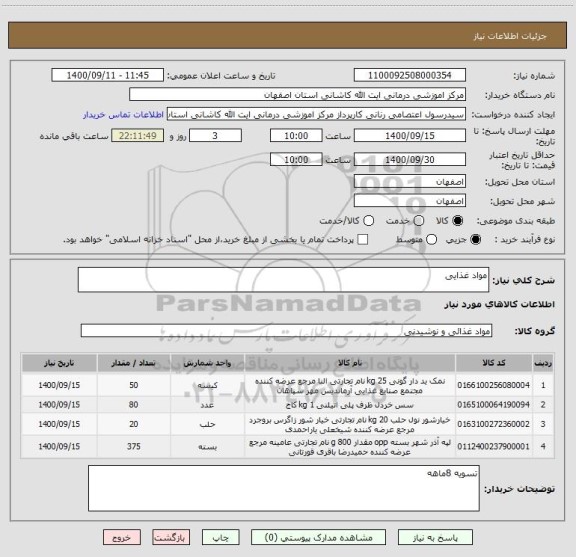 استعلام مواد غذایی
