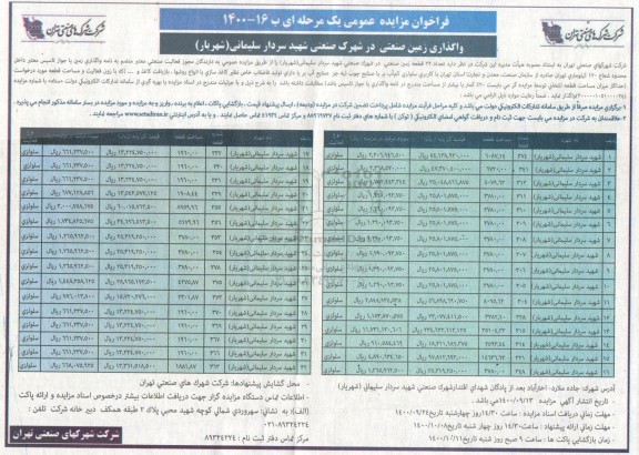 فراخوان مزایده واگذاری زمین صنعتی در شهرک صنعتی 