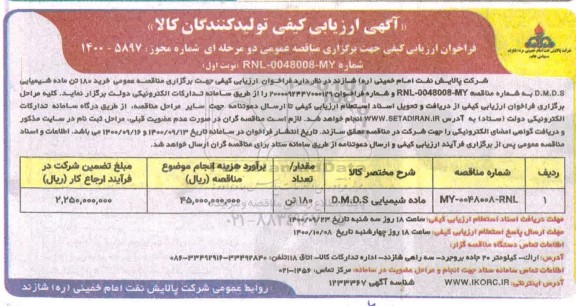 ارزیابی کیفی تولیدکنندگان کالا  