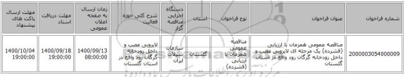 مناقصه عمومی همزمان با ارزیابی (فشرده) یک مرحله ای لایروبی مصب و داخل رودخانه گرگان رود واقع در استان گلستان