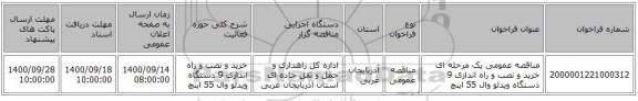 مناقصه عمومی یک مرحله ای خرید و نصب و راه اندازی 9 دستگاه ویدئو وال 55 اینچ    