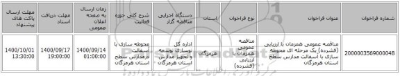 مناقصه عمومی همزمان با ارزیابی (فشرده) یک مرحله ای محوطه سازی با آسفالت مدارس سطح استان هرمزگان