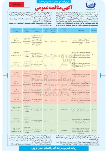 مناقصه خرید پست کمپکت 1000 کاوا و...نوبت دوم
